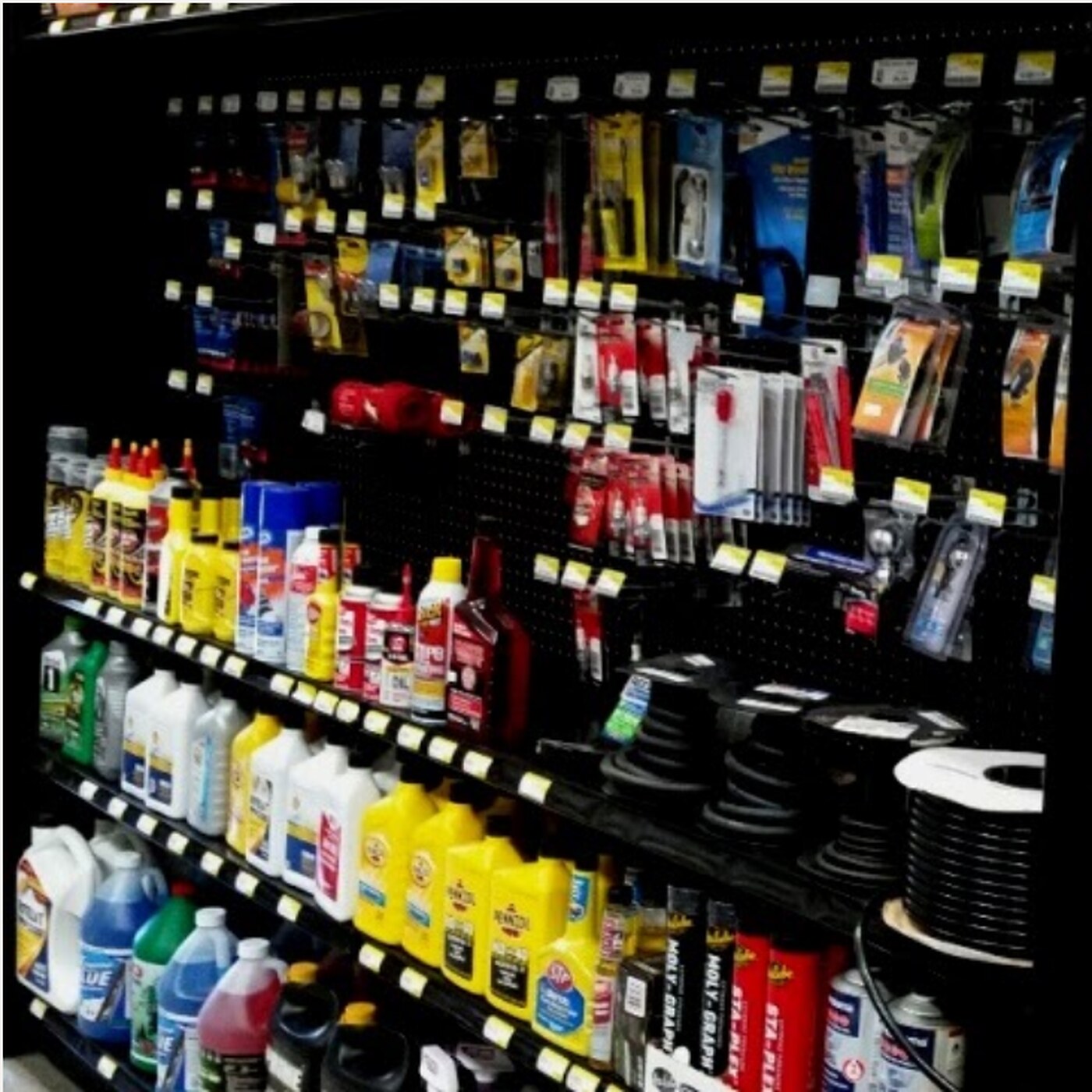 Automotive supplies on shelves inside Ruch Hardware